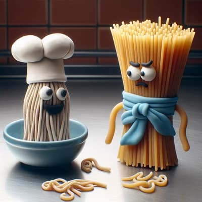 Illustration for: What do you call a fake noodle? An impasta.